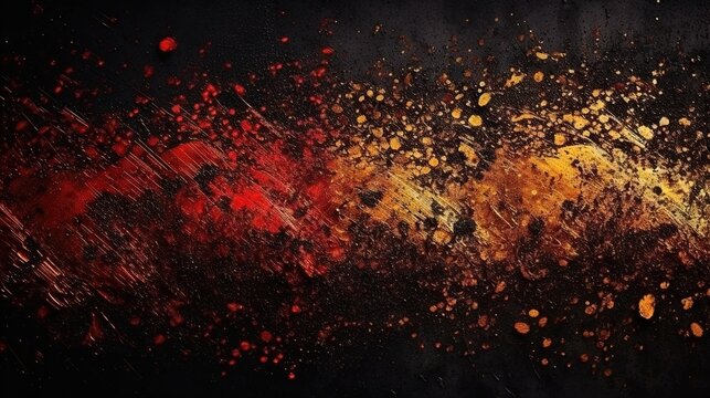 Un fond rouge, noir et or avec beaucoup d'attributs de luxe avec des taches granuleuses. Id&eacute;al comme papier peint de produit de luxe.
