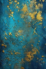 Obraz na płótnie Canvas Un fond bleu, bleu sarcelle et or avec de nombreux attributs de luxe avec des taches granuleuses. Idéal comme papier peint de produit de luxe.