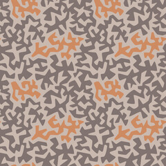 Seamless abstract pattern of brown and orange shapes. Vector