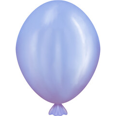 Watercolor pastel blue and purple balloon illustration isolated on transparent background.