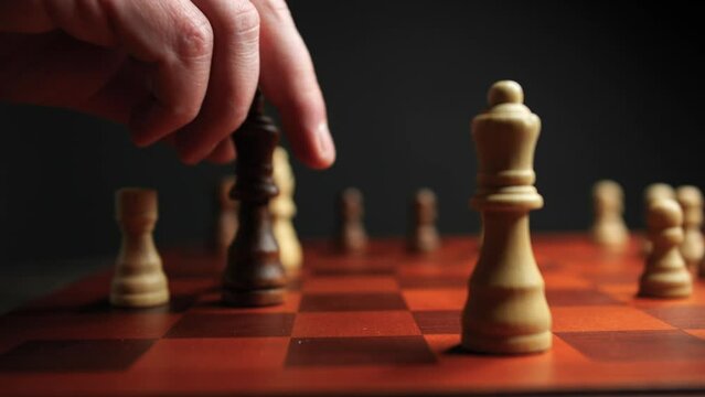 Close Up View of King Move in a Chess Game