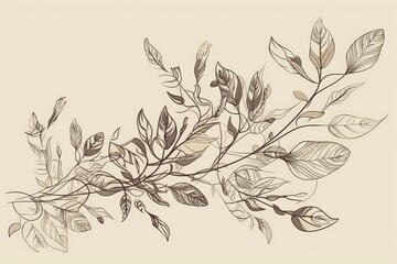 Fototapeta premium branch with green leaves on white background. Generative AI
