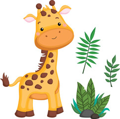 a vector of a cute giraffe © Inkley