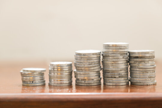 Stacks of rupiah coins