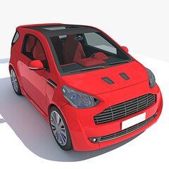 Red Car 3D rendering on white background
