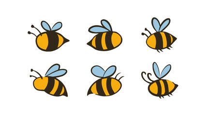 Cute bee icon logo cartoon for honey products illustration design