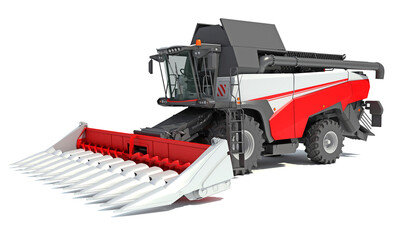 Farm Combine Harvester 3D rendering on white background