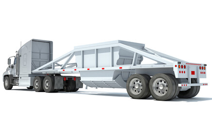 Truck with Bottom Dump Trailer 3D rendering on white background © 3D Horse