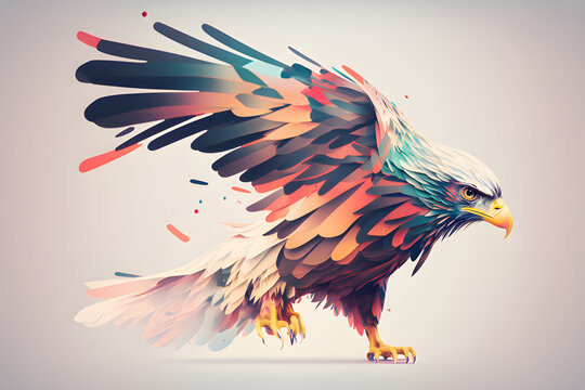 Beautiful abstract surreal geometric head of a eagle concept, contemporary colors and mood social background Generative Ai
