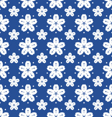 Japanese Pretty Cherry Blossom Motif Vector Seamless Pattern