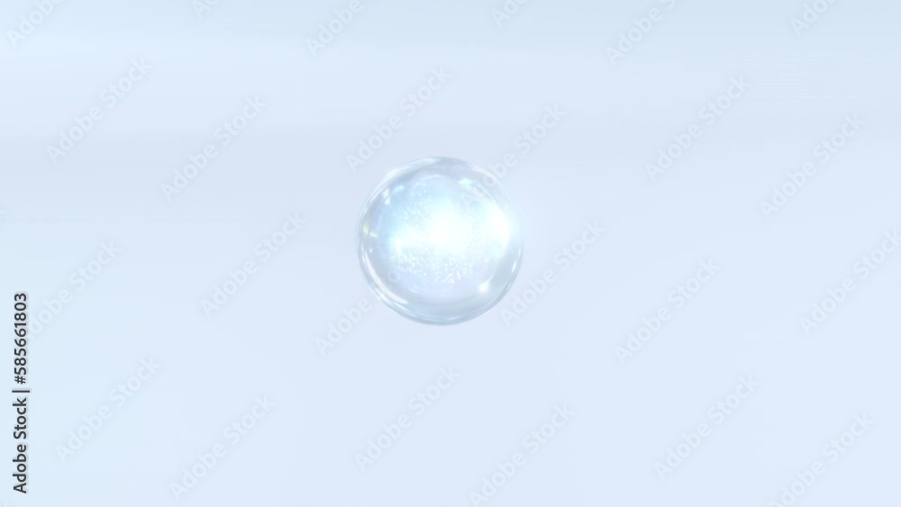 Poster Bubbles are combined to create a moisturizing agent. The components of a macro photograph combine to create a serum. animation for 3D cosmetics. Metaball-animated liquid blobs that are morphing.