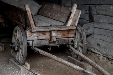 Fototapeta na wymiar old rough wooden cart.