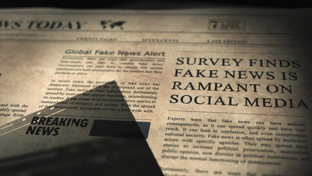 Old newspaper from an archive presents a FAKE NEWS headline