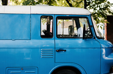 Old blue van.