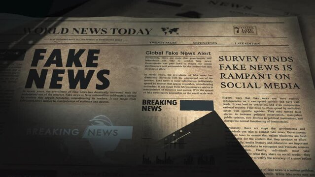 Archive reveals an old, retro newspaper with a FAKE NEWS headline