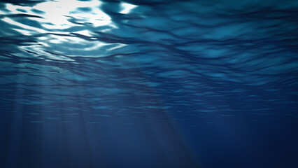 3D illustration rendering Underwater of ocean waves.