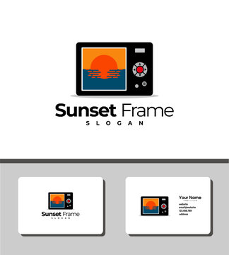 Beach sunset in frame logo