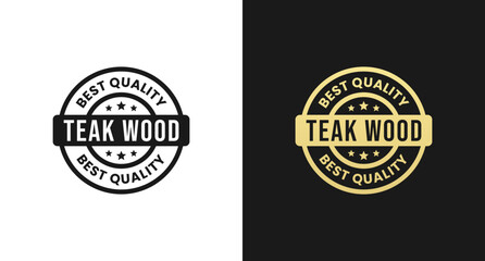 Teak wood label or Teak wood stamp vector isolated in flat style. Best Teak wood label vector for packaging design element. Teak wood stamp vector for product packaging design element.