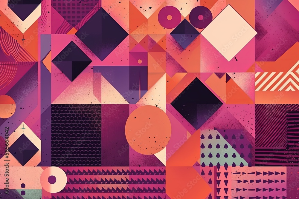 Aufkleber vibrant and dynamic abstract background with a diverse array of geometric shapes. generative ai