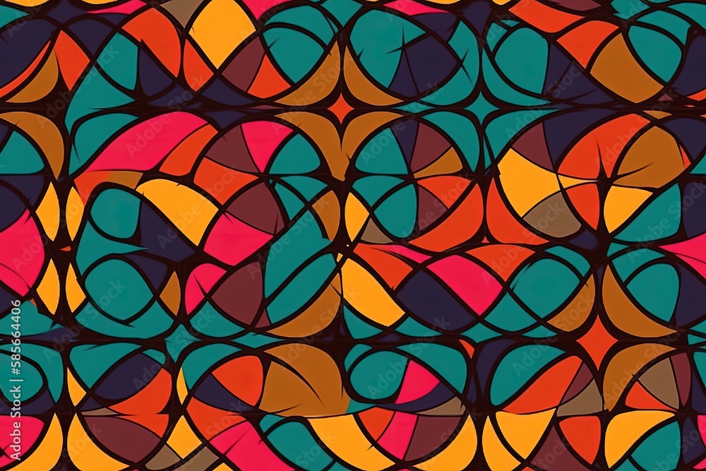 Poster vibrant abstract background with various shapes and colors. generative ai