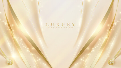 Luxury background with golden curve line elements and sun light effects decoration and bokeh.