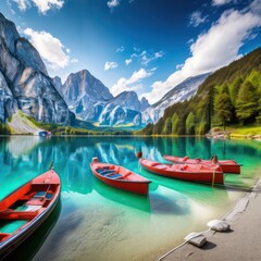 boats on the lake, Mountain, Boats, River, Forest, Ocean, Seaside Escape with Mountain Views