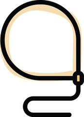 Whip lasso icon. Outline whip lasso vector icon for web design isolated on white background color flat