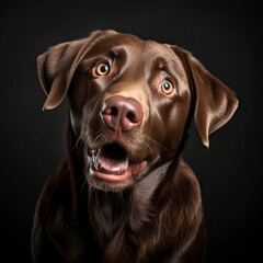 Fototapeta premium Brown labrador retriever surprised. Generative AI.