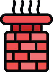 Roof chimney icon. Outline roof chimney vector icon for web design isolated on white background color flat