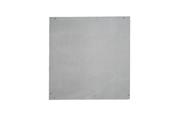 Square plate with round lamps on the wall, copy space for text, isolated on a white background