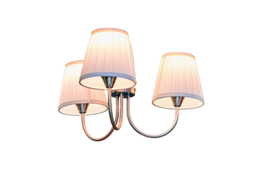 Ceiling chandelier, isolated on a white background. Design lighting with the reflection of the light of the chandelier.