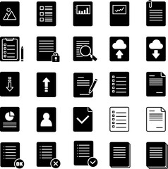 It is an illustration set of document icons drawn with simple lines.