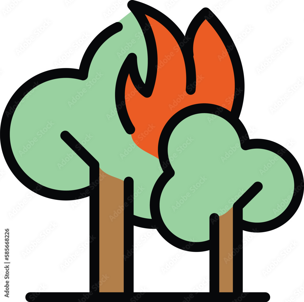 Poster burning forest icon. outline burning forest vector icon for web design isolated on white background 
