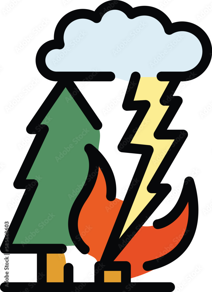 Poster thunder disaster icon. outline thunder disaster vector icon for web design isolated on white backgro