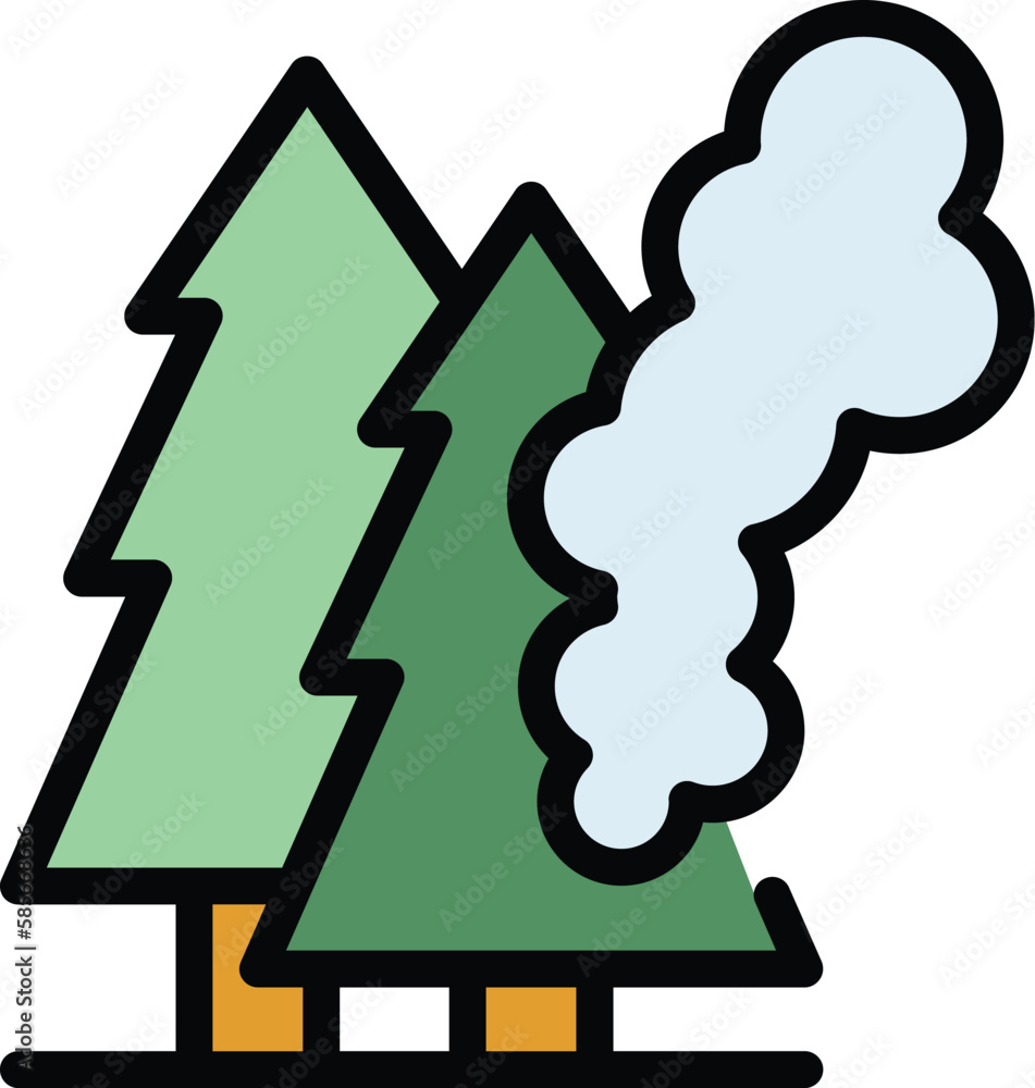 Poster fire forest icon. outline fire forest vector icon for web design isolated on white background color 