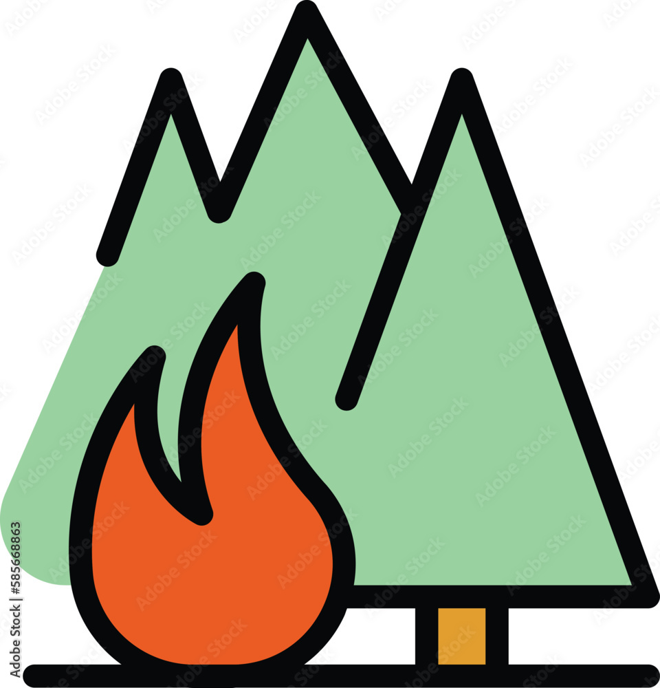 Poster flammable forest icon. outline flammable forest vector icon for web design isolated on white backgro