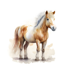 Adorable horse in a watercolor style. Animal illustration for greeting card, sticker, fabric. Illustration by Generative Ai
