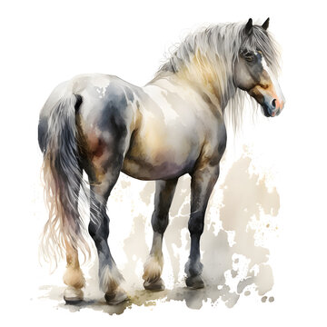 Adorable horse in a watercolor style. Animal illustration for greeting card, sticker, fabric. Illustration by Generative Ai
