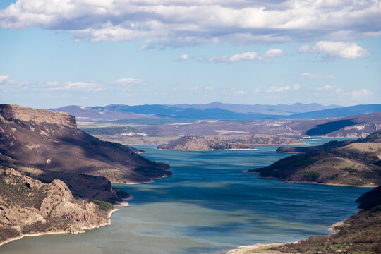A view from above to the Studen Kladenets dam, view from the Monyak fortress