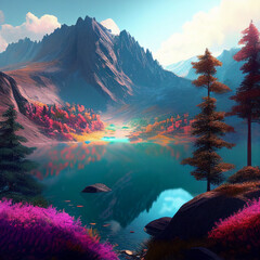 sunrise over the lake generative ai