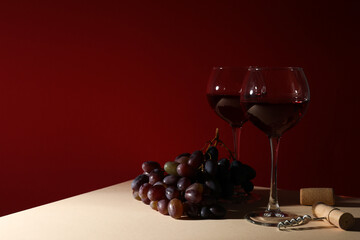 Concept of alcohol drink, wine, space for text