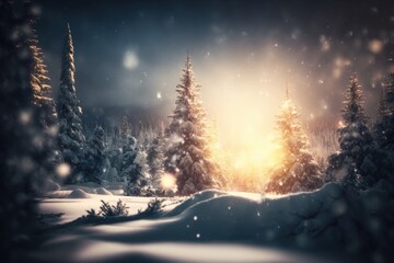 Naklejka premium Mysterious winter landscape of majestic mountains. Beautiful illustration picture. Generative AI
