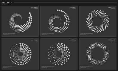 Modern technology pixel circle halftone abstract logo vector set