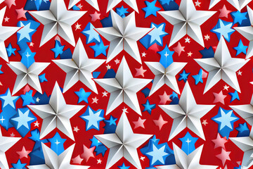 Seamless pattern with stars for 1st of July celebration. Generative Ai
