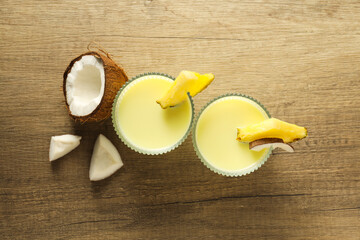 Fresh summer cocktail - Pina colada, fresh summer drink concept