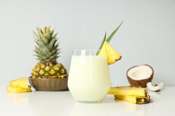 Fresh summer cocktail - Pina colada, fresh summer drink concept