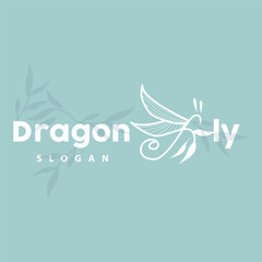 Fototapeta premium Dragonfly Logo, Flying Animal Vector, Luxurious Elegant Simple Minimalist Design, Illustration Template Icon
