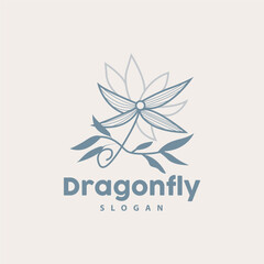 Dragonfly Logo, Flying Animal Vector, Luxurious Elegant Simple Minimalist Design, Illustration Template Icon