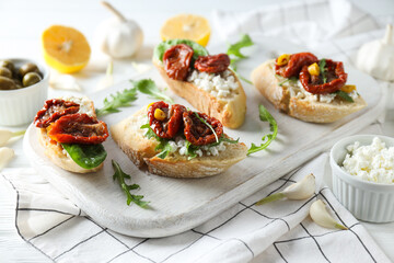 Sandwich with sun-dried tomato - tasty snack concept