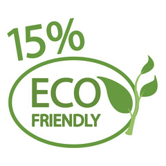 Eco friendly green leaf 15 procent label icons vector illustration design